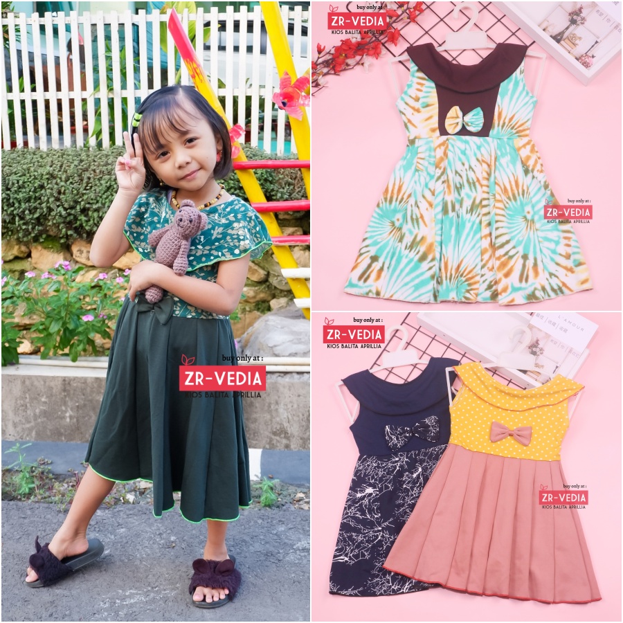 Dress Cantika uk 2-3 Tahun / Dres Yukensi Grosir Baju Anak Perempuan Harian Gaun Pesta Polos Branded