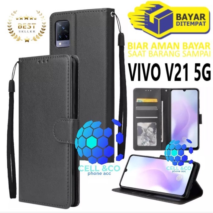 NEW VIVO V21 5G CASE FLIP LEATHER WALLET PREMIUM FLIP CASE BUKA TUTUP KESING HP CASING FLIP CASE WALLET VIVO V21 5G