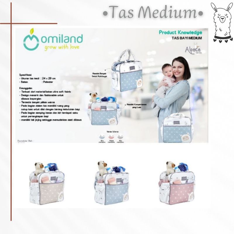 OMILAND - Tas Bayi / Diaper Bag Baby Alpaca &amp; Panda Series (Kecil | Medium | Besar)