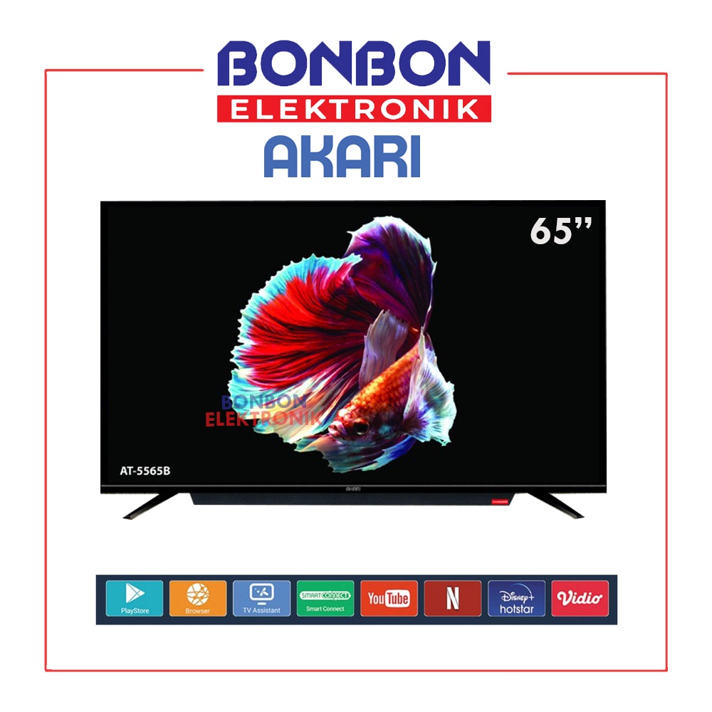 Akari LED Smart Android TV 65 Inch AT-5565B /AT 5565 B 4K UHD