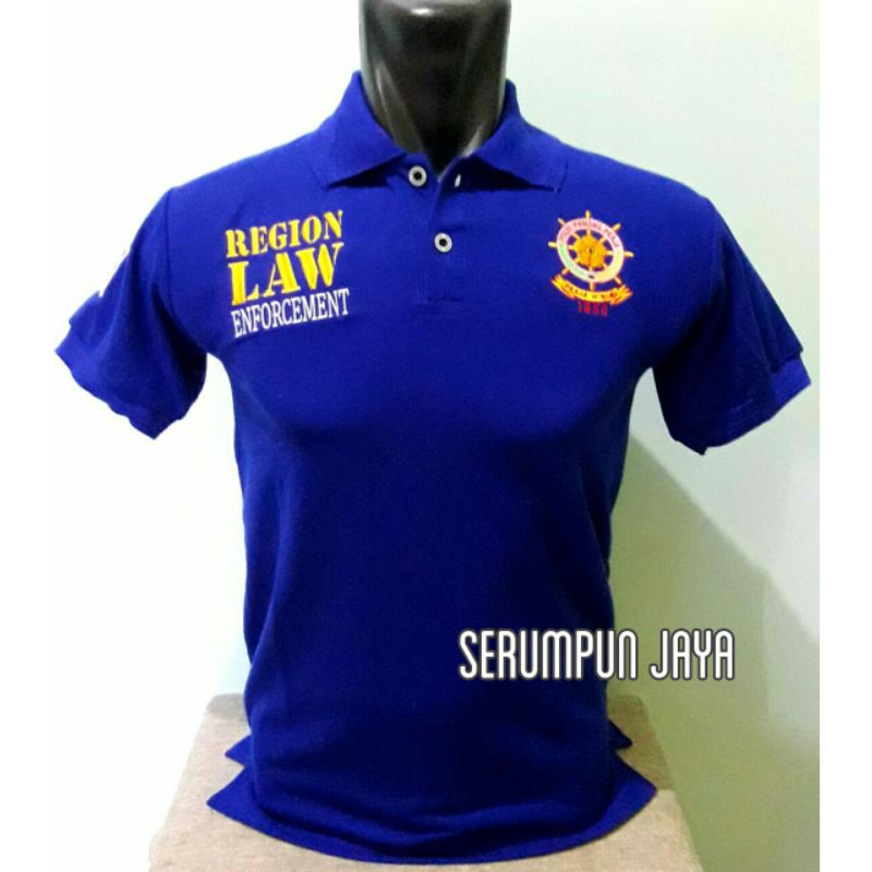 KAOS SATPOL PP BIRU - KAOS KERAH POL PP BIRU BENHUR - KAOS SATPOL PP BIRU RODA GILA FULL BORDIR