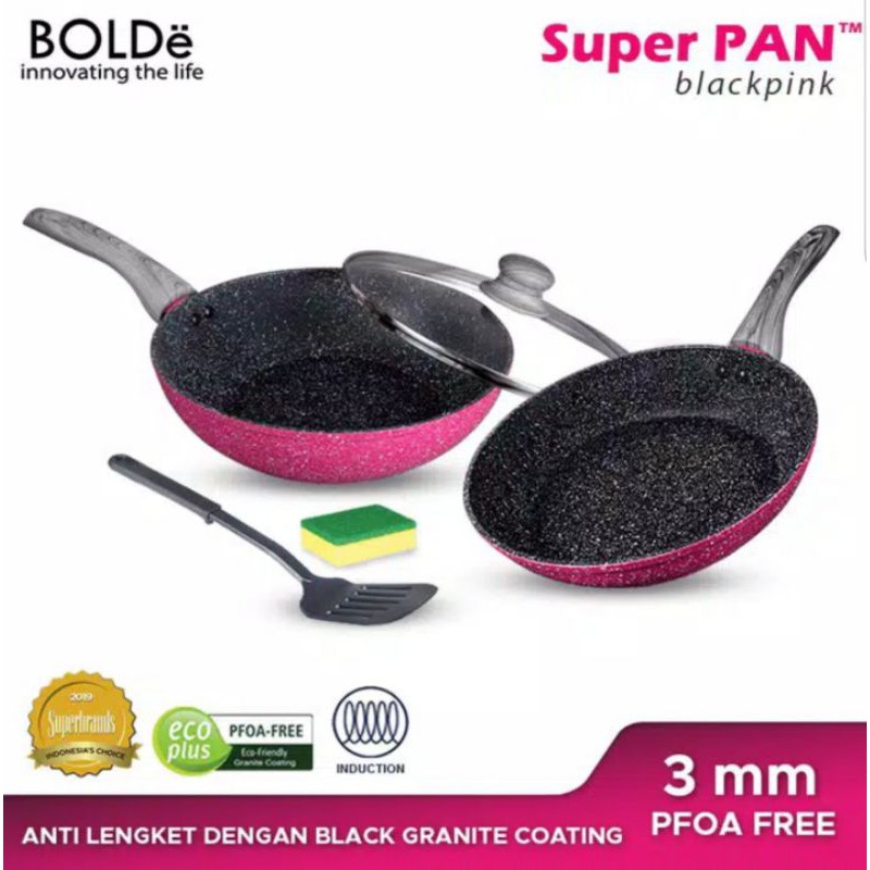 BOLDe SUPER PAN SET 5 In 1 BLACK PINK WAJAN PANCI / PANCI TEFLON