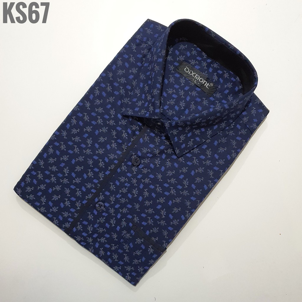 Kemeja Pria Lengan Pendek KS67 Katun Dixmont Hem Motif Casual Kerja Semi Slimfit