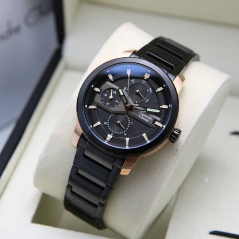 Jam Tangan Alexandre Christie AC 6562 Wanita / AC 6562 Rantai Black Rose Gold Original