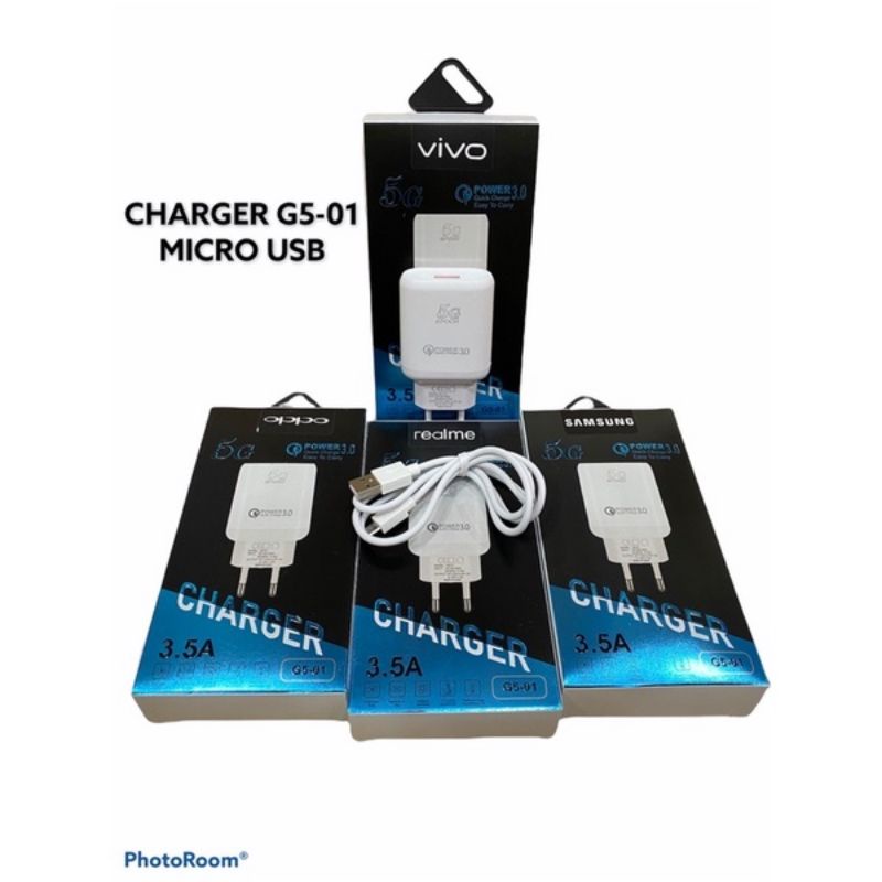 Tc Travel / Charger Branded G5-01 , 1USB 3.5A POWER QUICK 3.0 Android Micro Usb Pack Import RG-OFFIC
