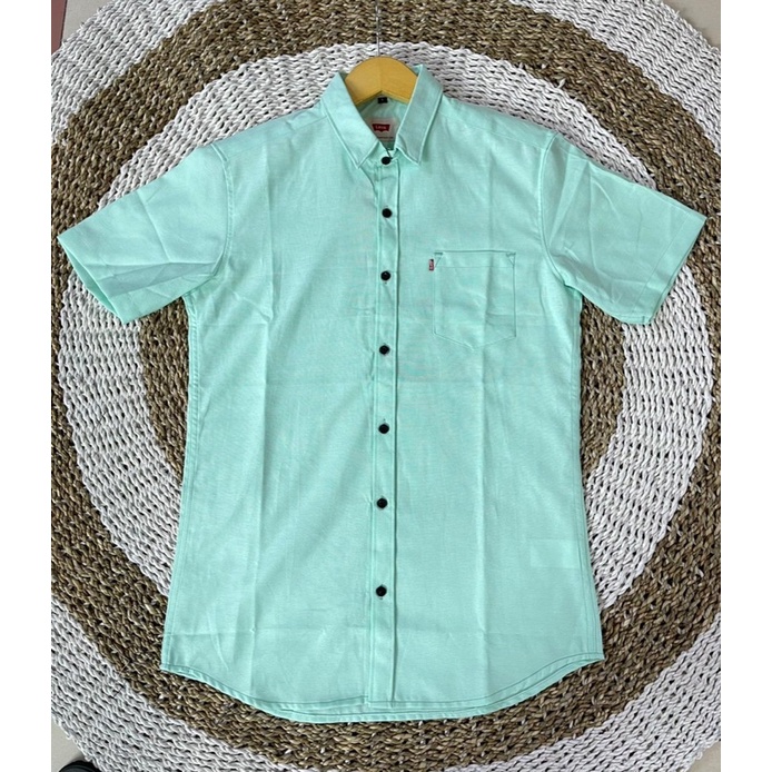 baju kemeja pria lengan pendek bahan katun 100% adem ngk panas