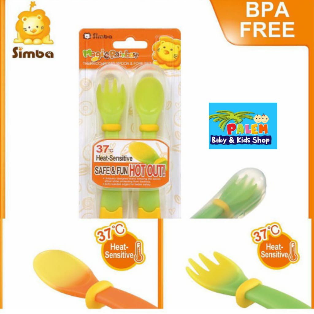 SIMBA THERMOCHROMIC SPOON &amp; FORK SET/SENDOK MAKAN p3342-G