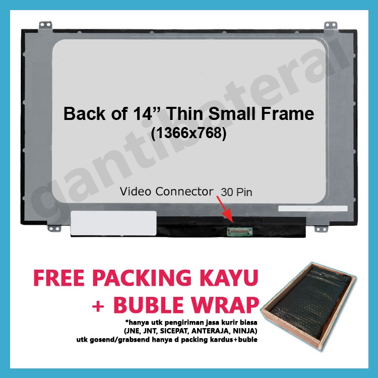 LCD LED 14.0 Inch Slim 30 Pin Small Frame Bracket Atas Bawah