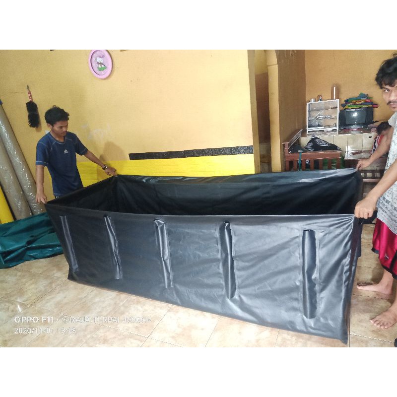 KOLAM TERPAL SLOT PIPA 2X4X0,80 PVC ORCHID SEMI KARET &amp; DRAT+TUTUP PEMBUANGAN AIR (TANPA RANGKA)