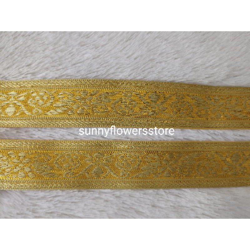 pita gamis renda bordir gold silver lebar 4 cm isi 20yard