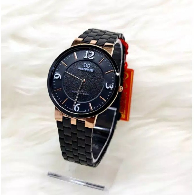 jam tangan pria;MIRAGE M8532BRP-Lhitam 2jarum tipis~ORIGINAL WATER RESISTANT~STAINLEES