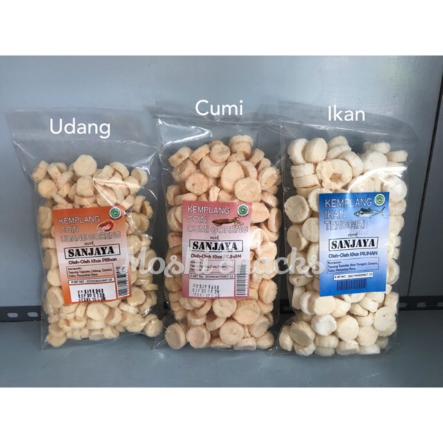 

Kerupuk Kemplang Goreng Koin Ikan Cumi Udang Cap Sanjaya 90gr / Krupuk Bangka Mini Kecil