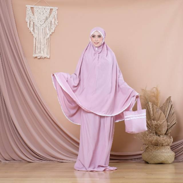 MUKENA JUMBO KATUN RAYON POLOS MUKENA BALI DEWASA TRAVELING