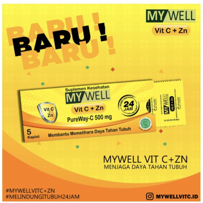 MyWell Vit C+Zinc 500mg 5's/Amplop