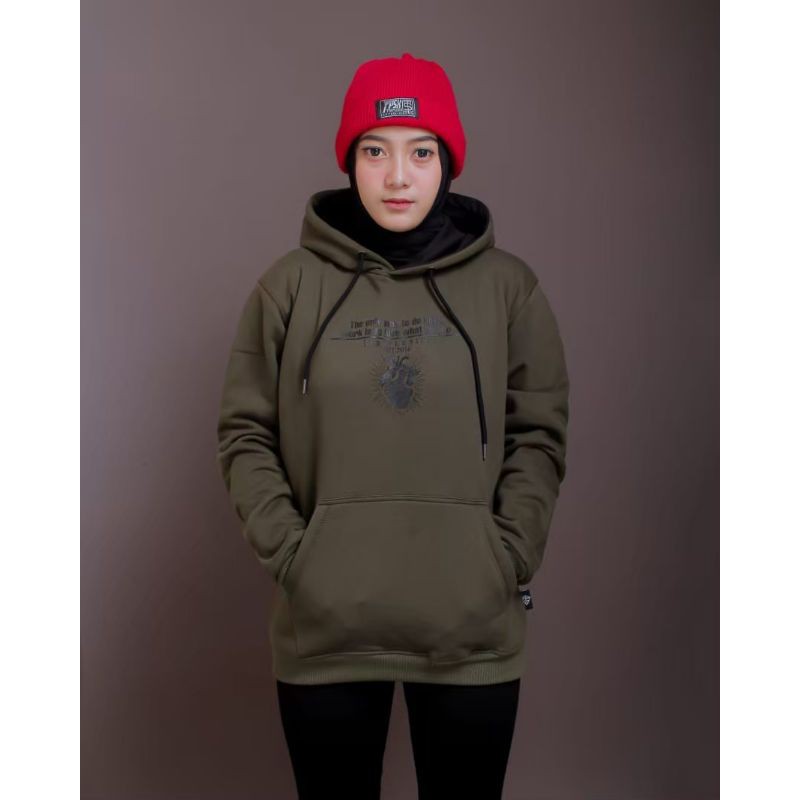 Hoodie Pria Wanita Original Brand Warna Hijau army botol tua