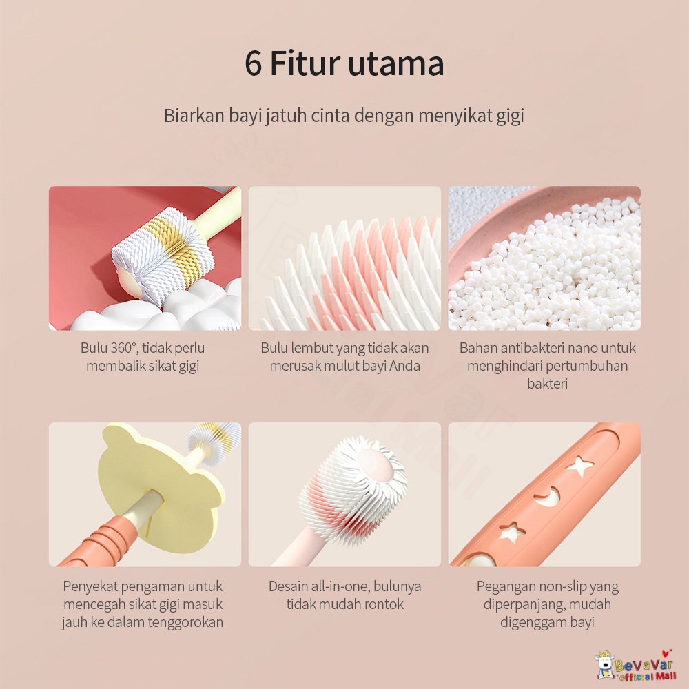 BEVAVAR Sikat Gigi Anak Bayi Bahan Lembut Kids Toothbrush