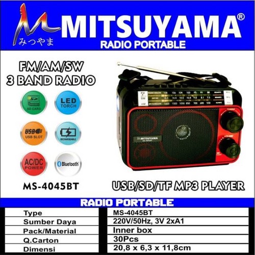 Radio bluethooth FM AM SW Mitsuyama Ms 4045 BT