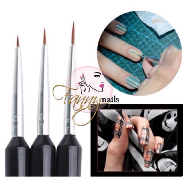 3pcs brush liner painting brush nailart kuas menggambar kutek gel nail art detailed brush