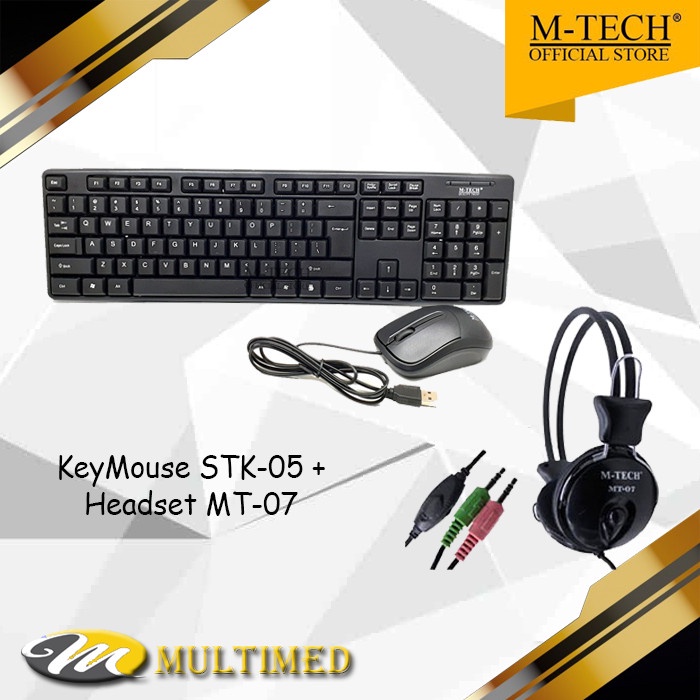 Paket Combo Keyboard Mouse STK 05 + Headset MT 07 Produk By M-tech