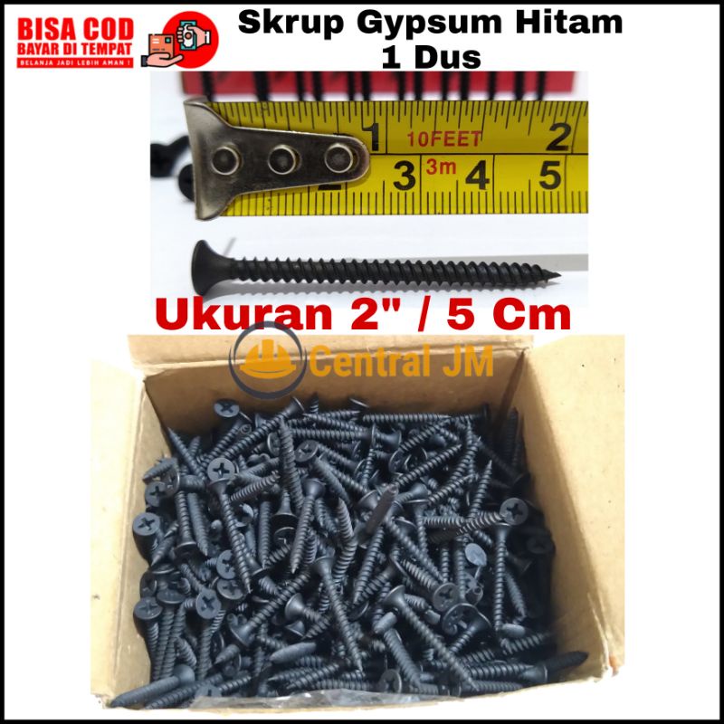 Sekrup Gypsum 1 Dus Ukuran 2 Inch [ 5 CM ] Hitam Tajam Skrup High Quality - Paku Screw Gypsum Drywal