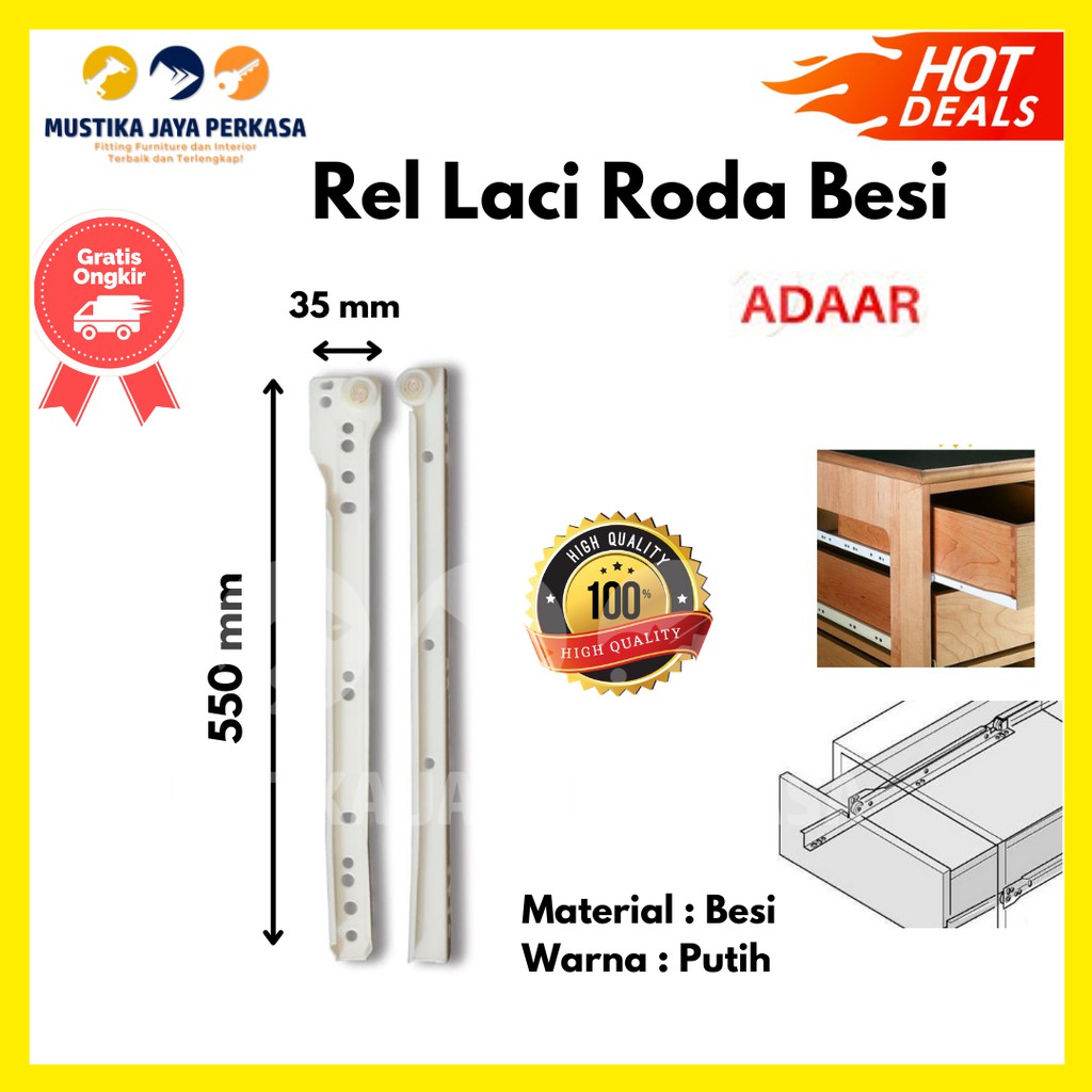 Rel Laci Roda Putih Hitam Huben Lenaga Elco Taco Bukan Double Track - 25 30 35 40 45 50 55 60