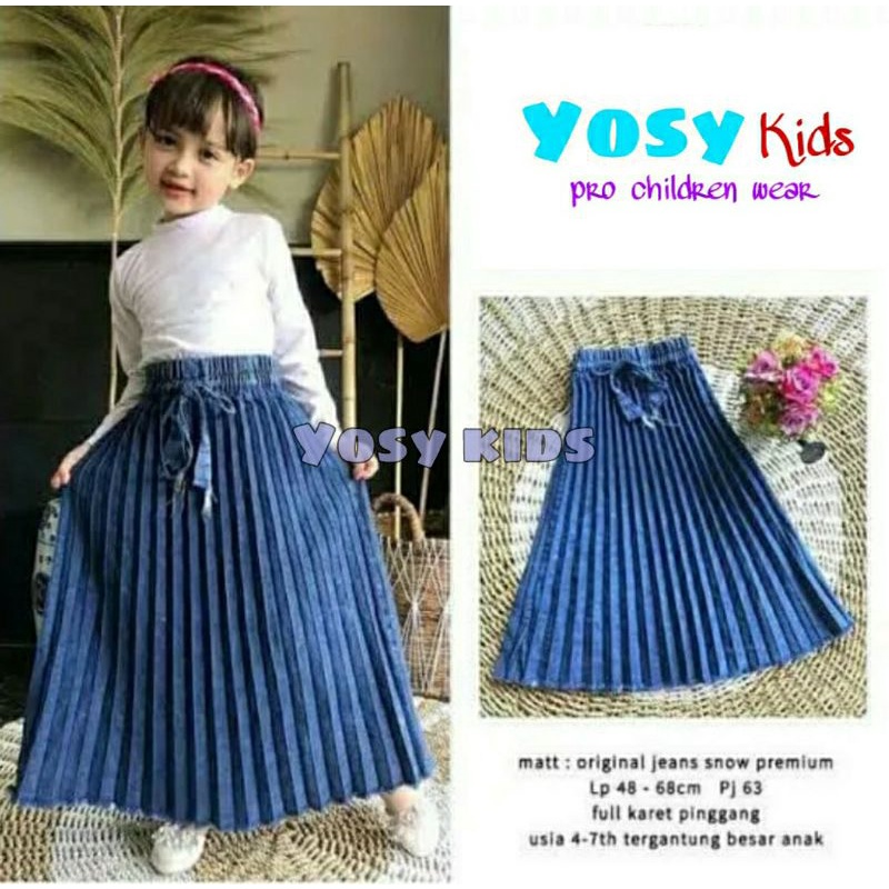 Rok plisket jeans anak umur 5-12 thn//rok plisker terlaris//Rok plisket anak perempuan//COD