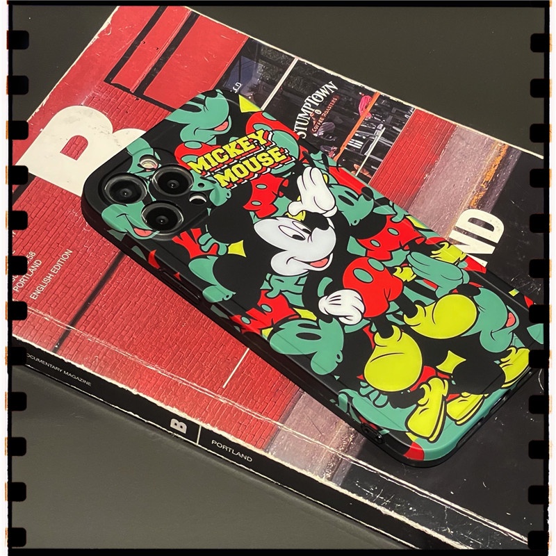 Graffiti Mickey Phone case  iPhone 7 8 Plus 12 11 8 X XR XS MAX 13 11pro 12 pro Max SE 2020 Straight edge Matte Soft TPU Cover