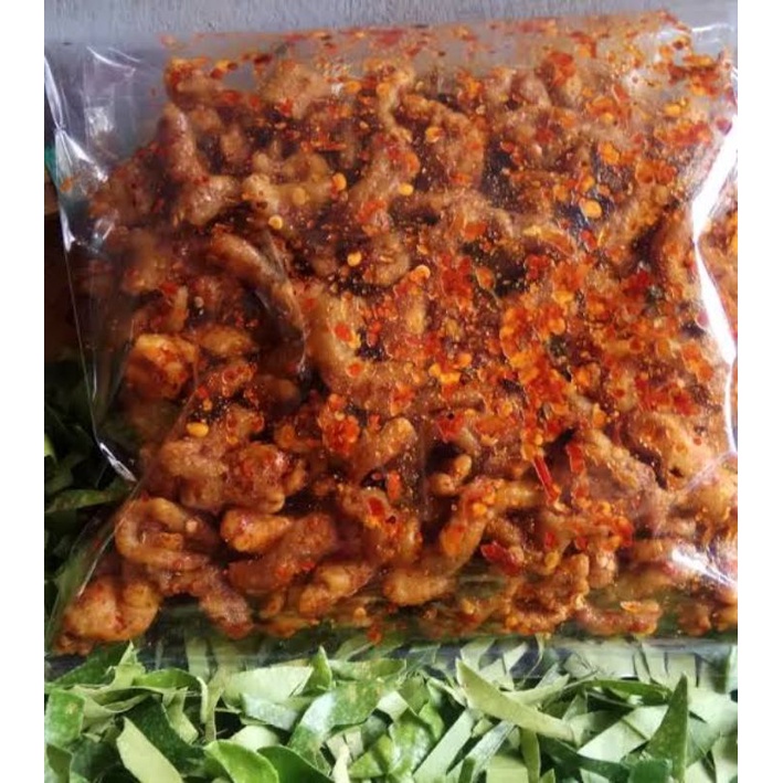 usus crispy 250gr  pedas daun jeruk/original murah