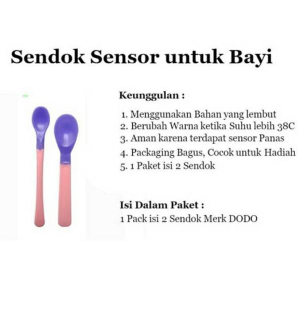 2 in 1 Sendok Bayi Sensor Panas | Baby Spoon With Heat Sensor Dodo | Indikator Panas Berubah Warna