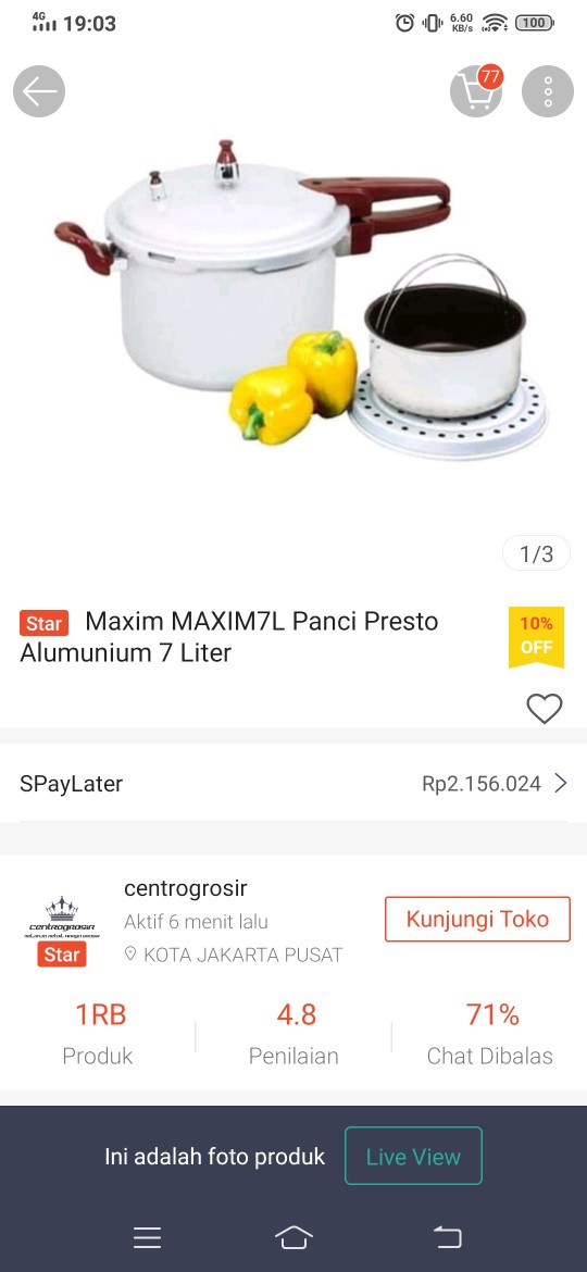 Maxim Maxim7l Panci Presto Alumunium 7 Liter