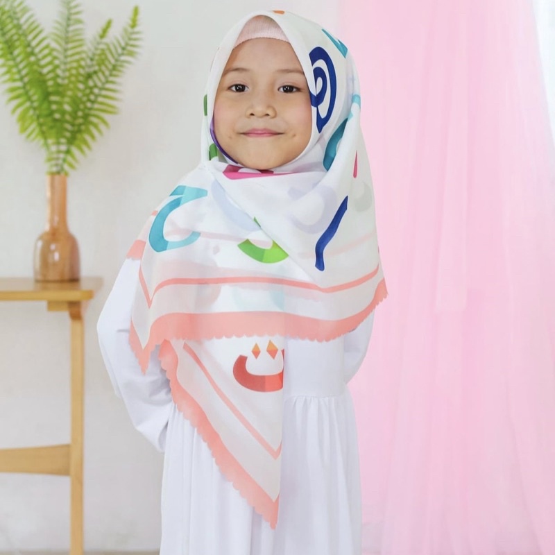 VOAL PRINTING MOTIF HIJAIYAH / HIJAB ANAK MOTIF LUCU / JILBAB ANAK KARAKTER / KERUDUNG ANAK