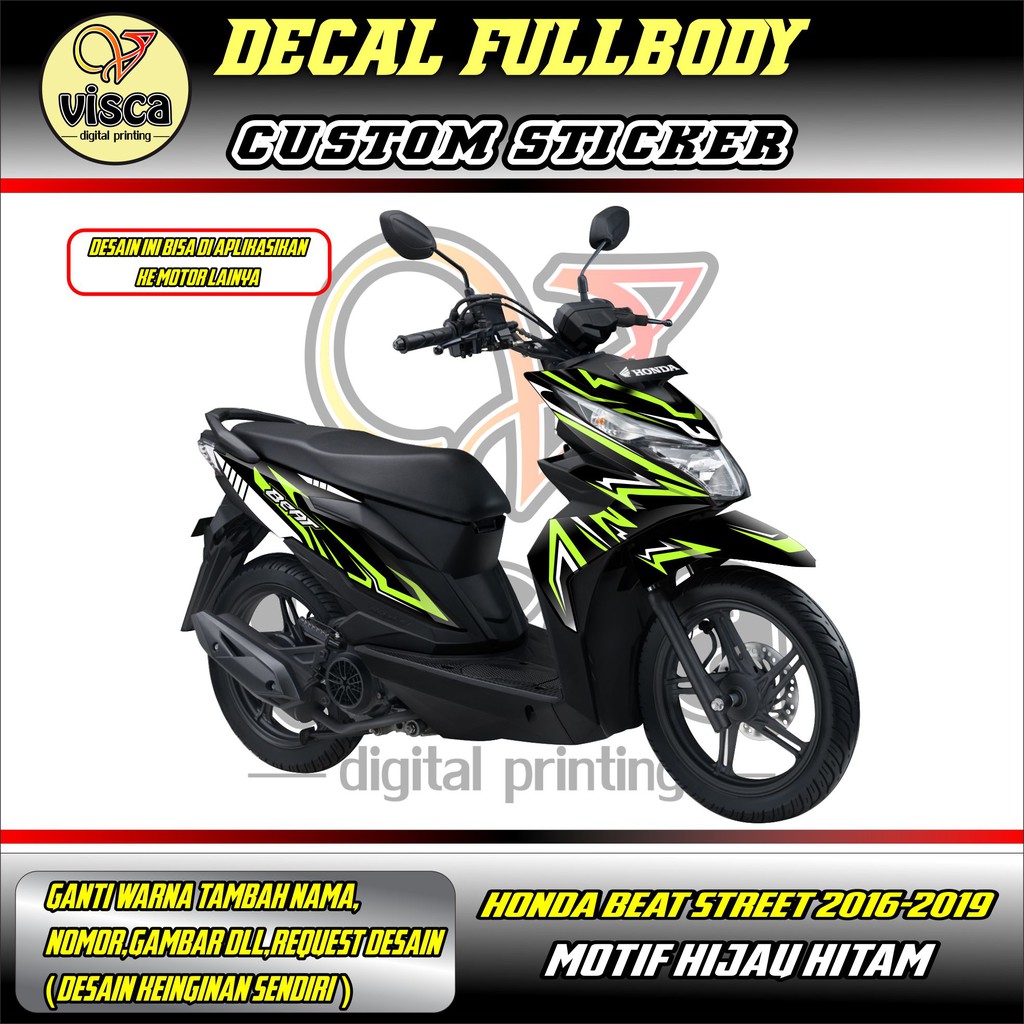 STIKER DECAL -  STRIPING  HONDA BEAT STREET - STIKER MOTOR FULL BODY HONDA BEAT STREET HITAM HIJAU