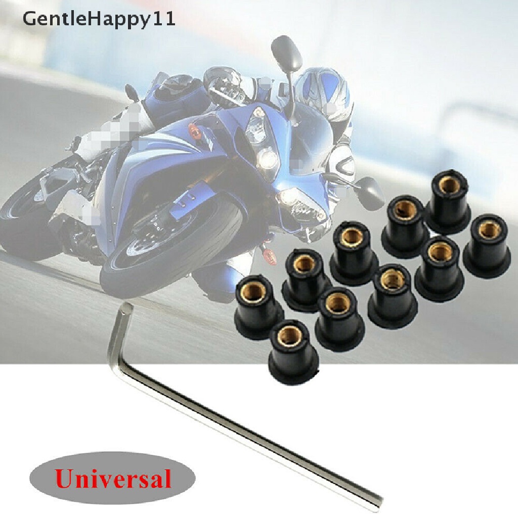 Gentlehappy 10PCS Kaca Depan Motor Windshield Fairing Baut Sekrup Kit Mur Sumur M5 15mm