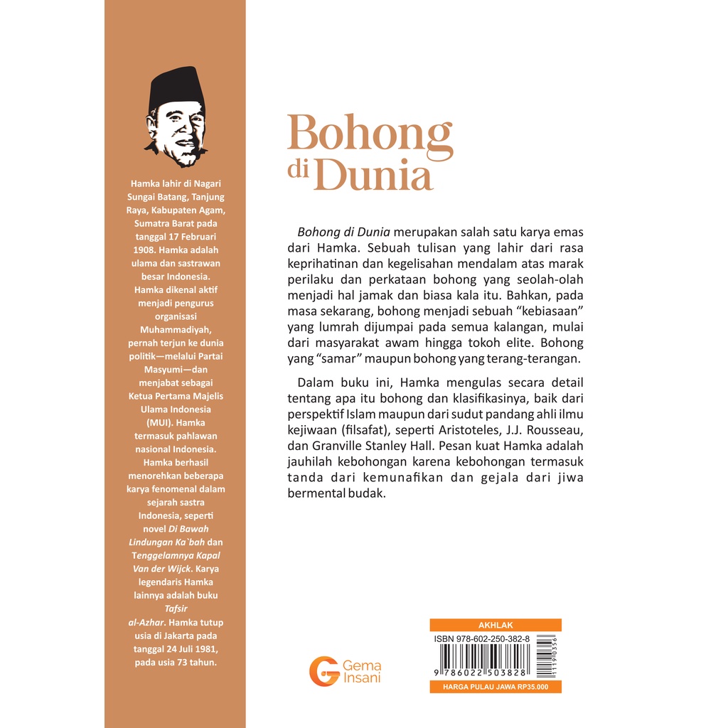 Buku Bohong di Dunia - Buya Hamka - Gema Insani 100% Original