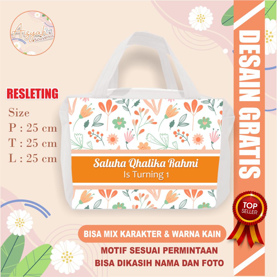 

tas ultah / tas souvenir ultah / tas resleting ulath / tas ultah resleting