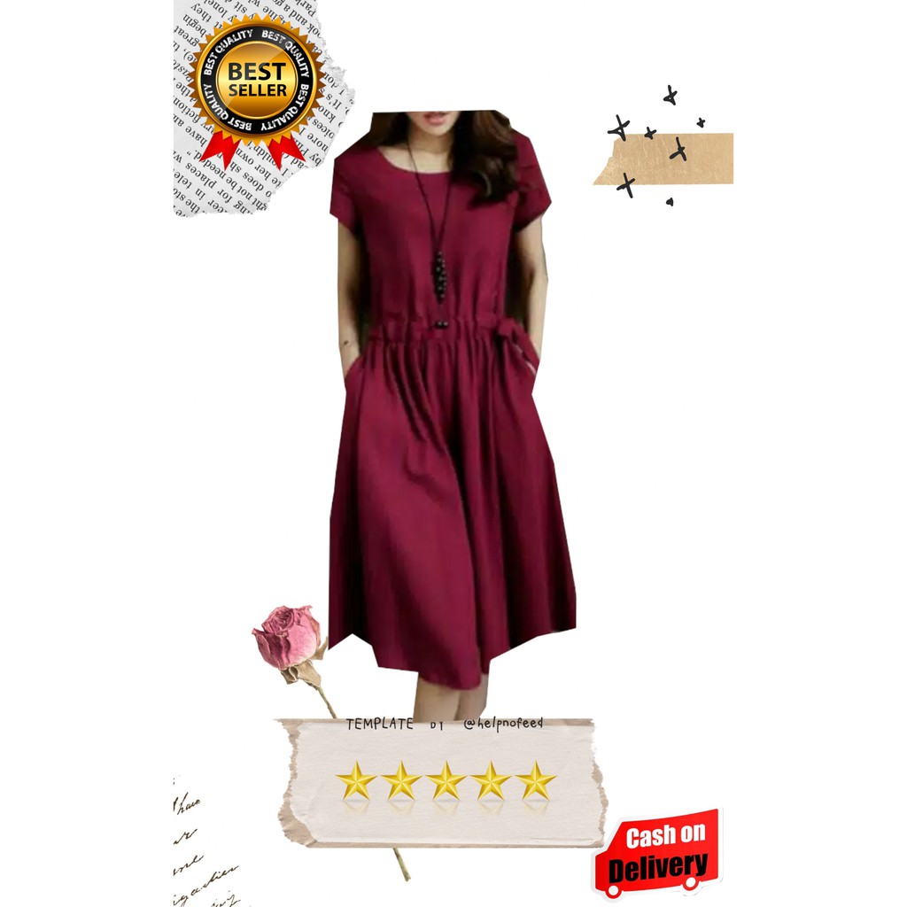 VISION ONLINE-DRESS LINDA WANITA CASUAL DRESS KOREA PANJANG MURAH TERBARU LUCU KEKINIAAN/DRESS CEWE