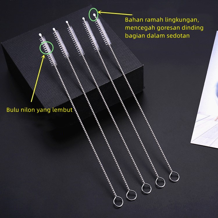 Sikat Pembersih Selang Sedotan Botol Straw Brush Sikat Botol Susu Bayi Stainless Straw Cleaning Brush XH03