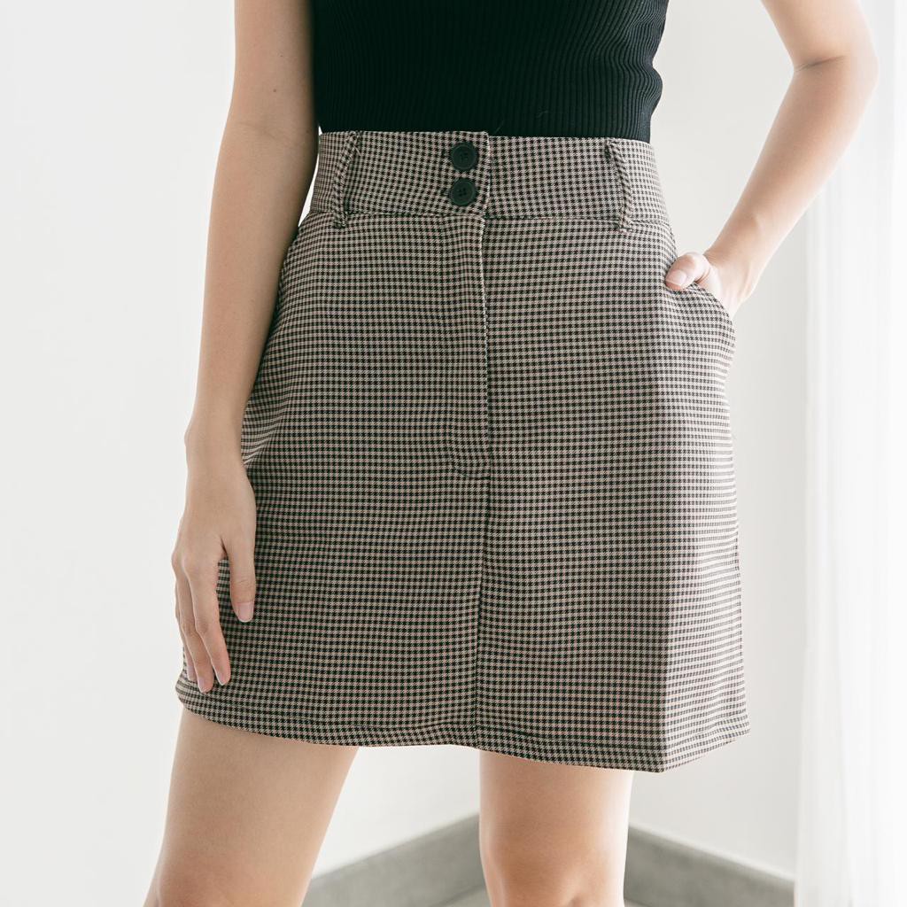 V650 Korean Houndstooth Skirt - 2 COLOR &amp; 2 SIZE