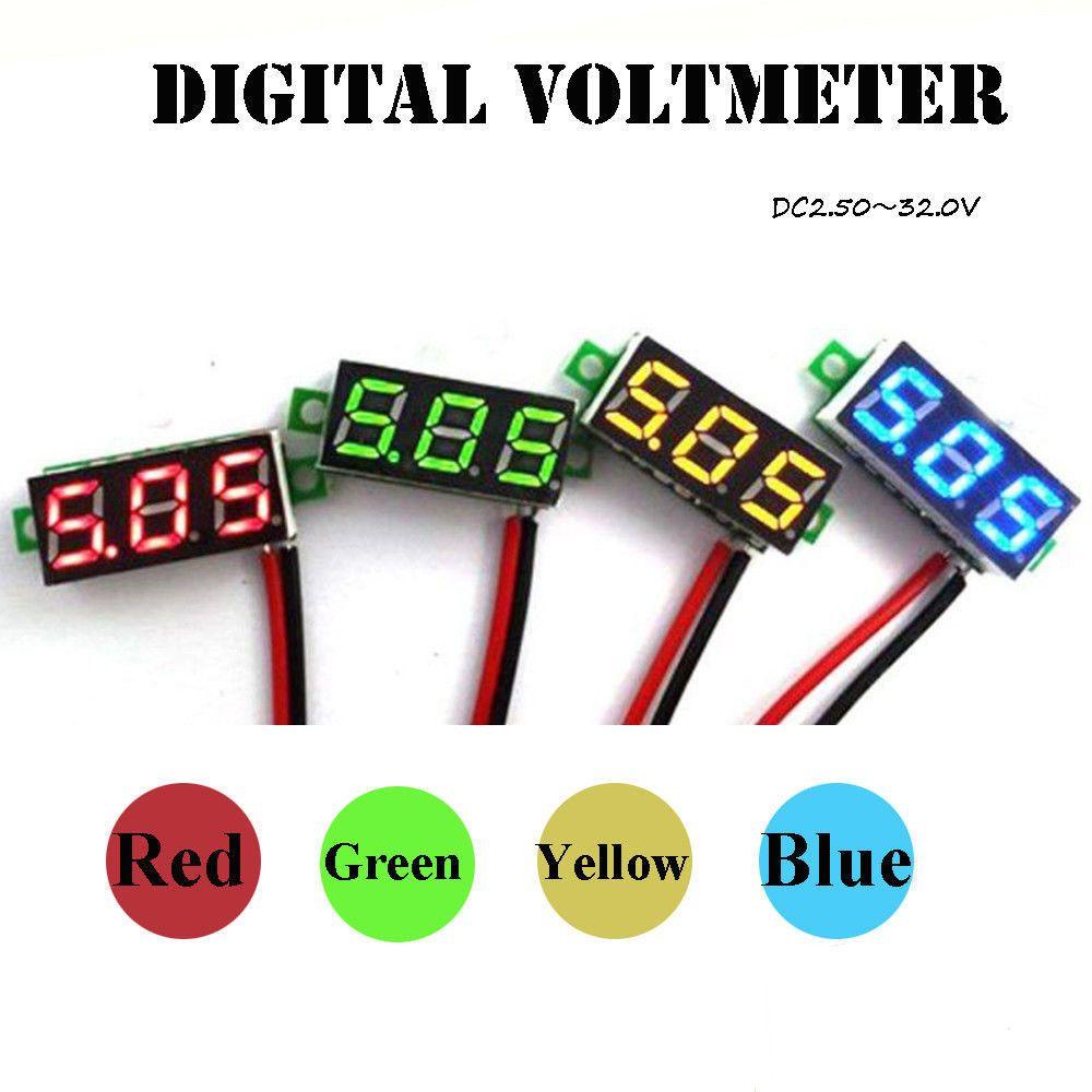 Lanfy Voltmeter Panel Tester Instrumen 3-Digital Motor Mobil Mini DC0-30V 2kabel Display Panel