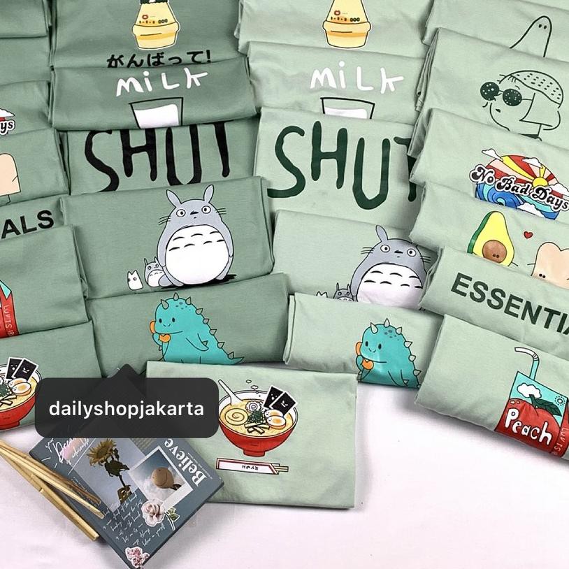 ✹ KAOS SAGE GREEN OVERSIZE | BAJU TSHIRT TUMBLR TEE MATCHA AVOCADO DINO TOTORO MINT HIJAU KATUN ❁