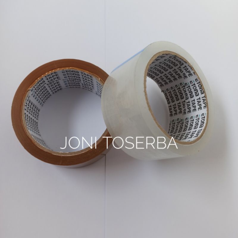 

Lakban Packing Isolasi Etona Bening Coklat 2 Inch 45mm 72 Yard 45 Micron