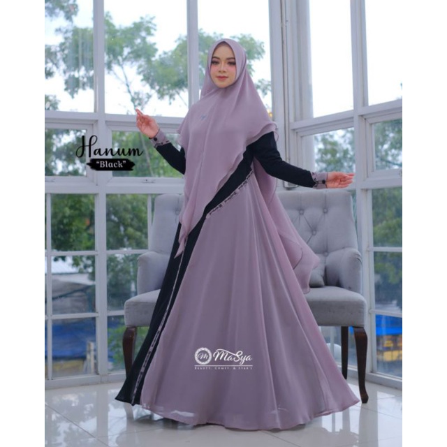 [MADENIA SYARI_MASYA] GAMIS SYARI TERLARIS / DRESS SET BASIC POLOS PRINTING " HANUM SET " by MASYA M