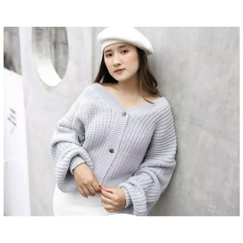 ELLENA BASIC OUTWEAR / MIDI KARDIGAN / KARDIGAN RAJUT PREMIUM / BASIC CARDIGAN-Abu Muda