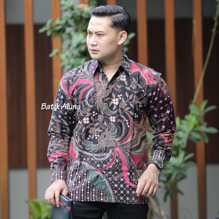 Kemeja Batik Atasan Pria Lengan Panjang Slim Fit Solo Premium  Prabuseno Katun BATIK ALUNA PL 002