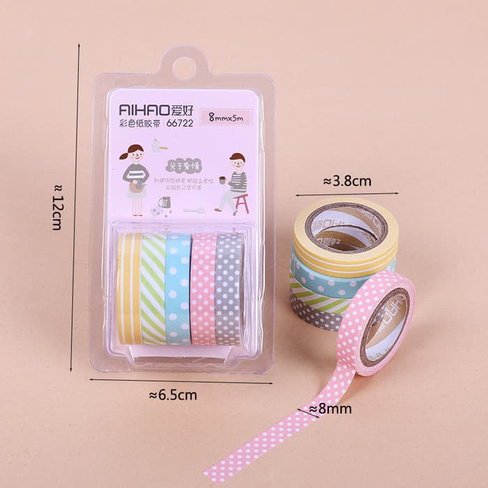 Candy Color Washi Tape (5pcs)