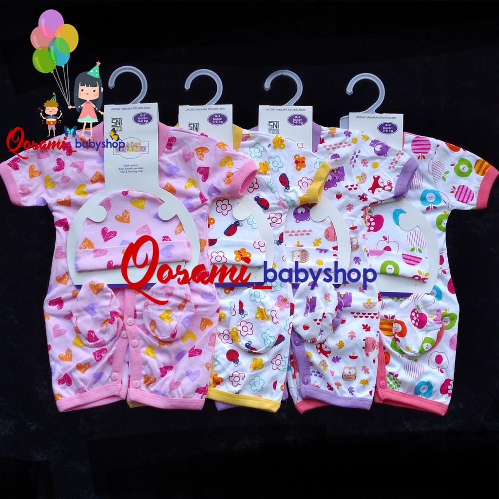 HOKIKU ( 1 Set ) Jamsuit Plus Sarung Tangan Kaki Bayi SNI