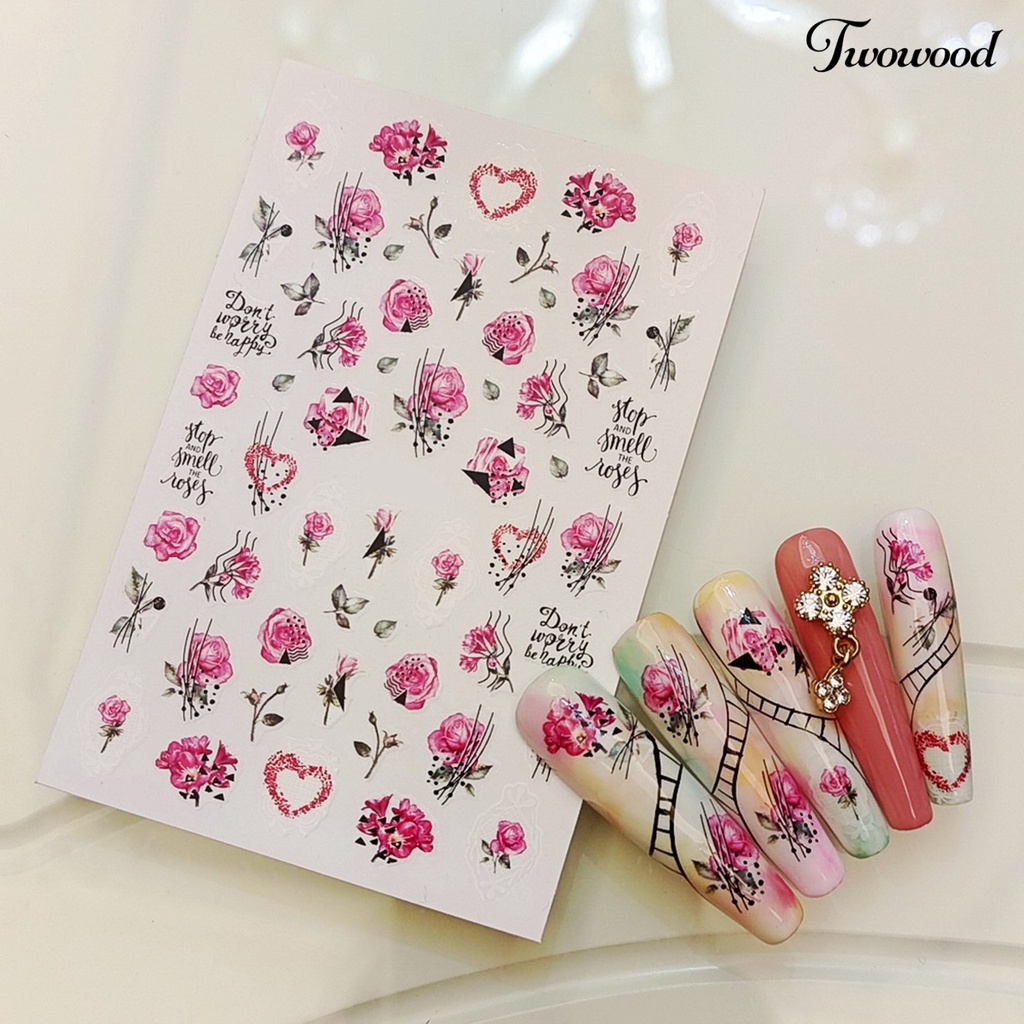 12 Pcs Stiker Kuku Motif Bunga Butterfly 2D Untuk Manicure