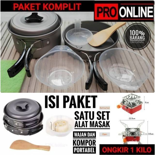 Paket alat masak kemping nesting 2 person SY-200 &amp; kovar k-202 camping outdoor