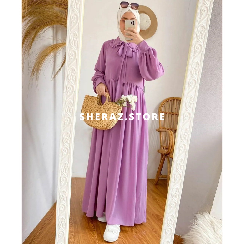 Gamis Polos Wanita Korean Style Jumbo Ld 120 130 140 ANNORA DRESS S M L XL XXL 3XL 5L Gamis Ceruty Babydoll Terbaru