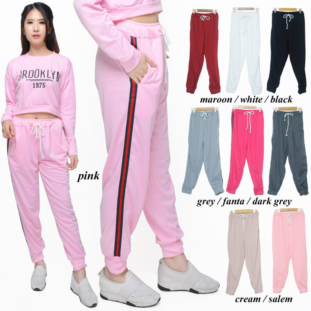 Egogo shop Celana  Jogger  wanita  list GC bebyterry fit to S 